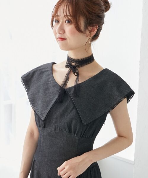 MAJESTIC LEGON / マジェスティックレゴン ミニ丈・ひざ丈ワンピース | チョーカーセットビッグカラーワンピース | 詳細29