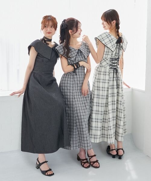 MAJESTIC LEGON / マジェスティックレゴン ミニ丈・ひざ丈ワンピース | チョーカーセットビッグカラーワンピース | 詳細3