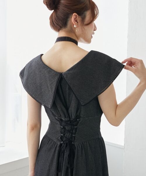 MAJESTIC LEGON / マジェスティックレゴン ミニ丈・ひざ丈ワンピース | チョーカーセットビッグカラーワンピース | 詳細30