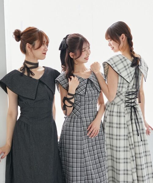 MAJESTIC LEGON / マジェスティックレゴン ミニ丈・ひざ丈ワンピース | チョーカーセットビッグカラーワンピース | 詳細4