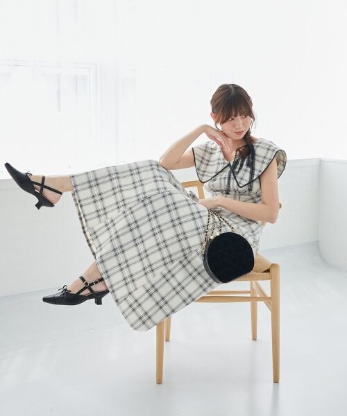 MAJESTIC LEGON / マジェスティックレゴン ミニ丈・ひざ丈ワンピース | チョーカーセットビッグカラーワンピース | 詳細5