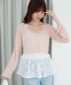 MAJESTIC LEGON / マジェスティックレゴン カーディガン・ボレロ | ペプラムキャミ×カーデセット