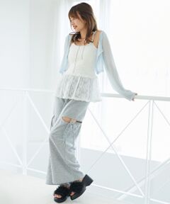 MAJESTIC LEGON / マジェスティックレゴン カーディガン・ボレロ | ペプラムキャミ×カーデセット