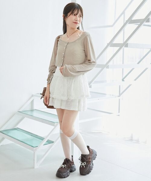 MAJESTIC LEGON / マジェスティックレゴン カーディガン・ボレロ | ペプラムキャミ×カーデセット | 詳細12