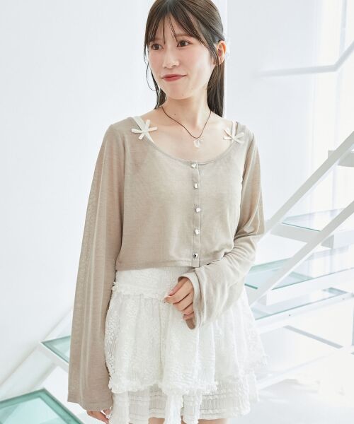 MAJESTIC LEGON / マジェスティックレゴン カーディガン・ボレロ | ペプラムキャミ×カーデセット | 詳細14