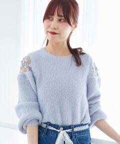 MAJESTIC LEGON / マジェスティックレゴン ニット・セーター | ショルダーレースシャギーニット