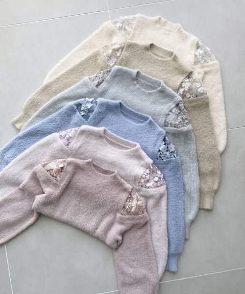 MAJESTIC LEGON / マジェスティックレゴン ニット・セーター | ショルダーレースシャギーニット | 詳細1