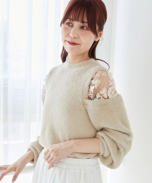 MAJESTIC LEGON / マジェスティックレゴン ニット・セーター | ショルダーレースシャギーニット | 詳細11