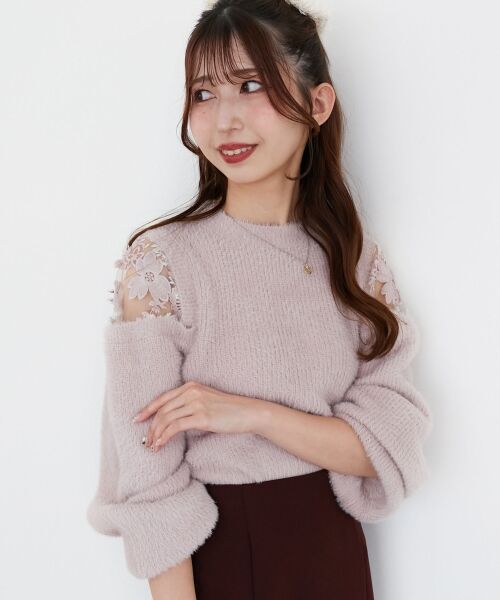 MAJESTIC LEGON / マジェスティックレゴン ニット・セーター | ショルダーレースシャギーニット | 詳細24