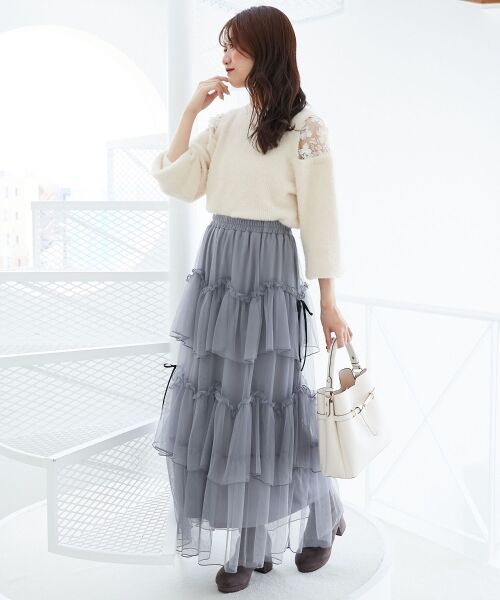 MAJESTIC LEGON / マジェスティックレゴン ニット・セーター | ショルダーレースシャギーニット | 詳細3