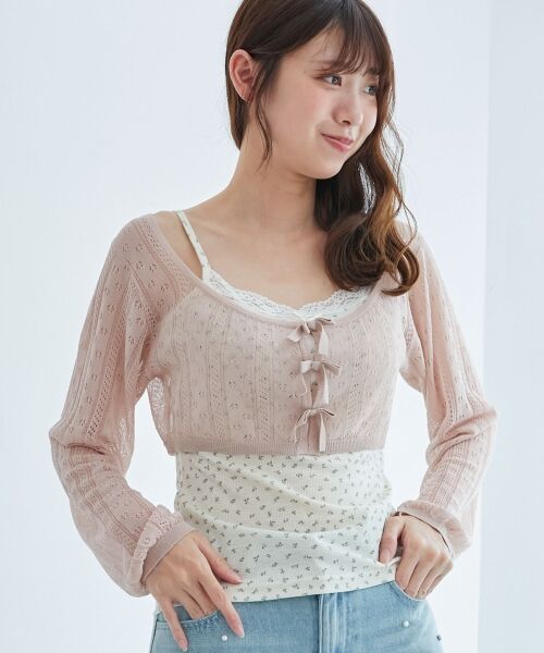 MAJESTIC LEGON / マジェスティックレゴン ニット・セーター | 透かしリボンニット×キャミセット | 詳細11
