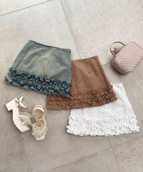 MAJESTIC LEGON / マジェスティックレゴン ミニ・ひざ丈スカート | ホイップフリルスカパン | 詳細1