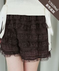 MAJESTIC LEGON / マジェスティックレゴン ショート・ハーフ・半端丈パンツ | レースティアードショートパンツ