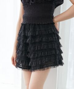 MAJESTIC LEGON / マジェスティックレゴン ショート・ハーフ・半端丈パンツ | レースティアードショートパンツ