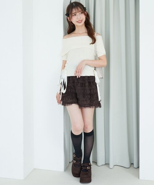 MAJESTIC LEGON / マジェスティックレゴン ショート・ハーフ・半端丈パンツ | レースティアードショートパンツ | 詳細3