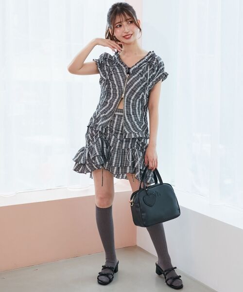 MAJESTIC LEGON / マジェスティックレゴン ミニ丈・ひざ丈ワンピース | ガーリーブラウス＆スカパンセット | 詳細22