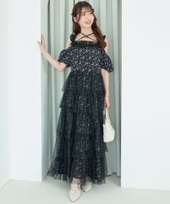 MAJESTIC LEGON / マジェスティックレゴン ロング・マキシ丈ワンピース | スイートチュールティアードワンピース