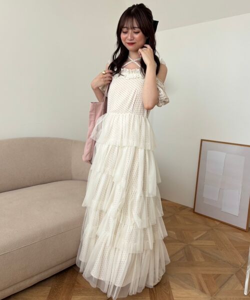 MAJESTIC LEGON / マジェスティックレゴン ロング・マキシ丈ワンピース | スイートチュールティアードワンピース | 詳細1