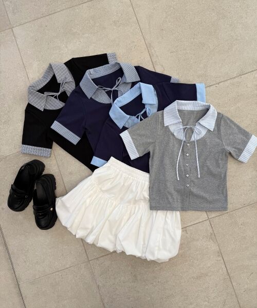 MAJESTIC LEGON / マジェスティックレゴン カットソー | シャツドッキングカットトップス | 詳細1