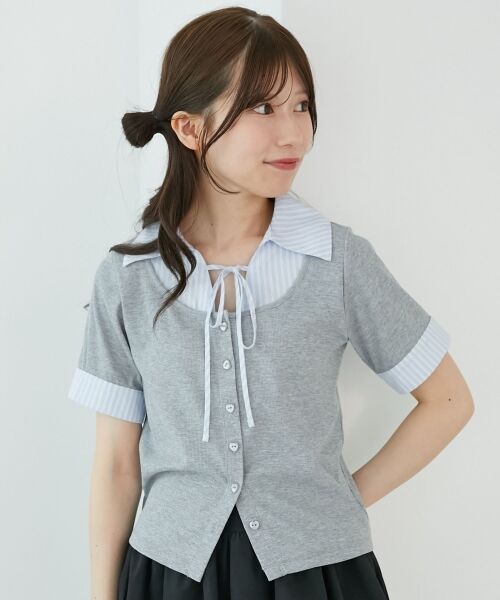 MAJESTIC LEGON / マジェスティックレゴン カットソー | シャツドッキングカットトップス | 詳細11