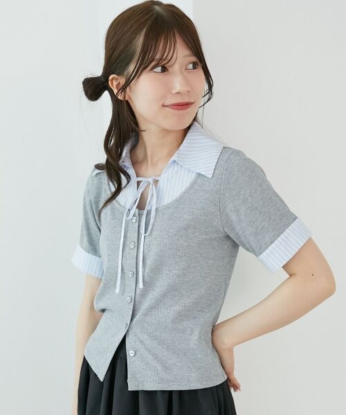 MAJESTIC LEGON / マジェスティックレゴン カットソー | シャツドッキングカットトップス | 詳細12