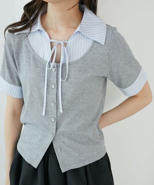 MAJESTIC LEGON / マジェスティックレゴン カットソー | シャツドッキングカットトップス | 詳細14