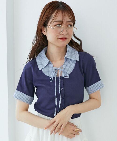 MAJESTIC LEGON / マジェスティックレゴン カットソー | シャツドッキングカットトップス | 詳細25