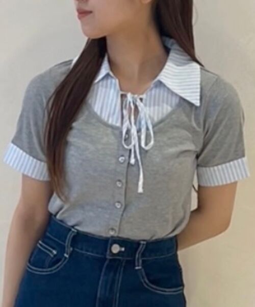 MAJESTIC LEGON / マジェスティックレゴン カットソー | シャツドッキングカットトップス | 詳細7