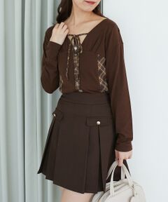 MAJESTIC LEGON / マジェスティックレゴン カットソー | バイカラーチェックトップス