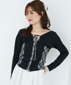 MAJESTIC LEGON / マジェスティックレゴン カットソー | バイカラーチェックトップス