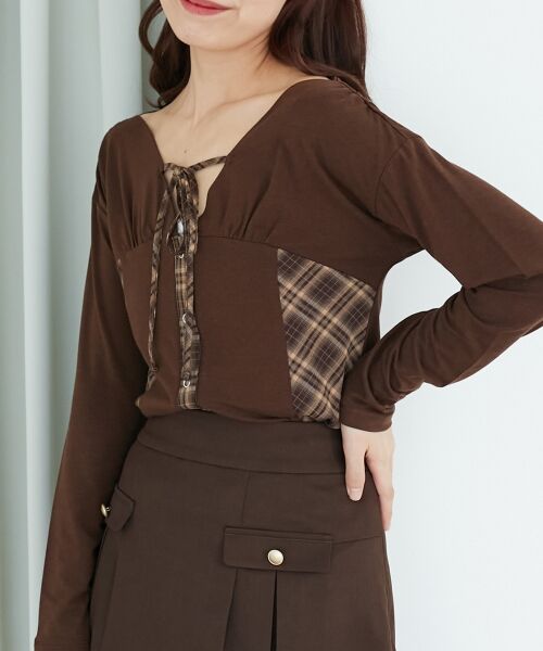 MAJESTIC LEGON / マジェスティックレゴン カットソー | バイカラーチェックトップス | 詳細12