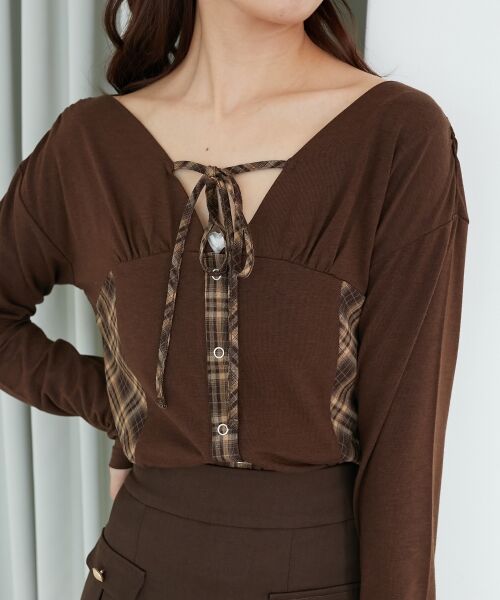 MAJESTIC LEGON / マジェスティックレゴン カットソー | バイカラーチェックトップス | 詳細14