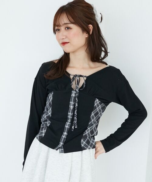 MAJESTIC LEGON / マジェスティックレゴン カットソー | バイカラーチェックトップス | 詳細18
