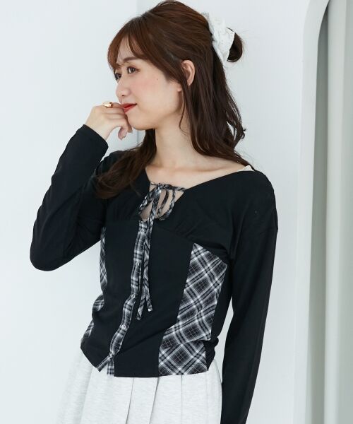 MAJESTIC LEGON / マジェスティックレゴン カットソー | バイカラーチェックトップス | 詳細19