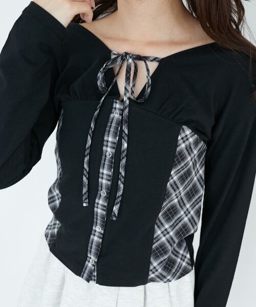 MAJESTIC LEGON / マジェスティックレゴン カットソー | バイカラーチェックトップス | 詳細21