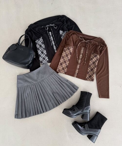 MAJESTIC LEGON / マジェスティックレゴン カットソー | バイカラーチェックトップス | 詳細24