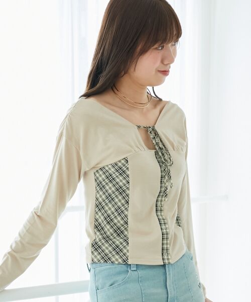 MAJESTIC LEGON / マジェスティックレゴン カットソー | バイカラーチェックトップス | 詳細5