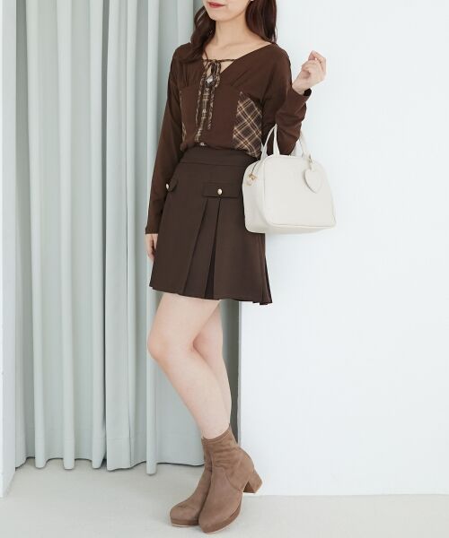 MAJESTIC LEGON / マジェスティックレゴン カットソー | バイカラーチェックトップス | 詳細9