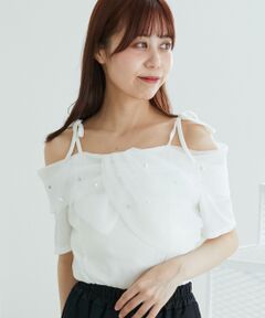 MAJESTIC LEGON / マジェスティックレゴン カットソー | キラキラビジューオフショルトップス