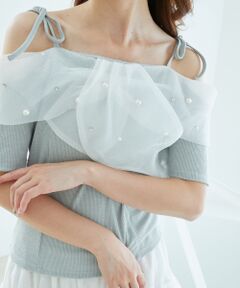 MAJESTIC LEGON / マジェスティックレゴン カットソー | キラキラビジューオフショルトップス