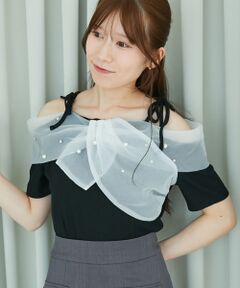 MAJESTIC LEGON / マジェスティックレゴン カットソー | キラキラビジューオフショルトップス