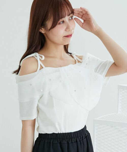 MAJESTIC LEGON / マジェスティックレゴン カットソー | キラキラビジューオフショルトップス | 詳細5