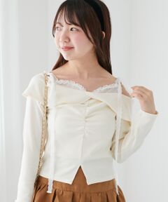 MAJESTIC LEGON / マジェスティックレゴン その他トップス | 肩リボンレースドッキングトップス