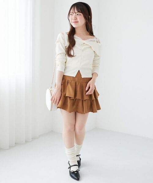 MAJESTIC LEGON / マジェスティックレゴン その他トップス | 肩リボンレースドッキングトップス | 詳細1