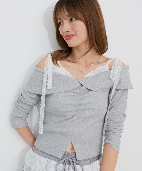 MAJESTIC LEGON / マジェスティックレゴン その他トップス | 肩リボンレースドッキングトップス | 詳細11