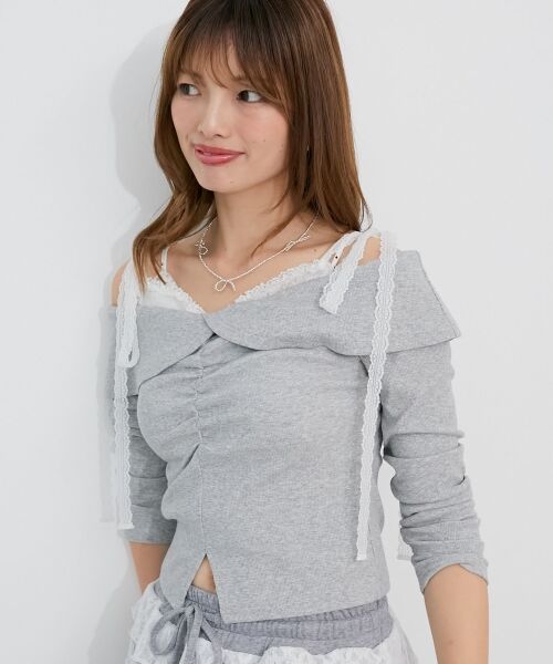 MAJESTIC LEGON / マジェスティックレゴン その他トップス | 肩リボンレースドッキングトップス | 詳細12