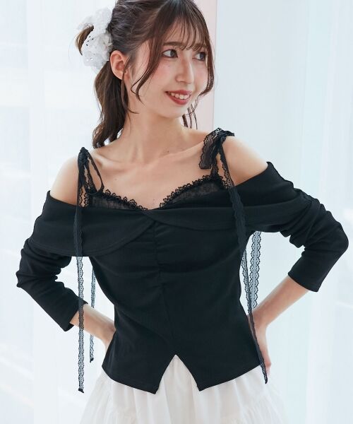 MAJESTIC LEGON / マジェスティックレゴン その他トップス | 肩リボンレースドッキングトップス | 詳細18