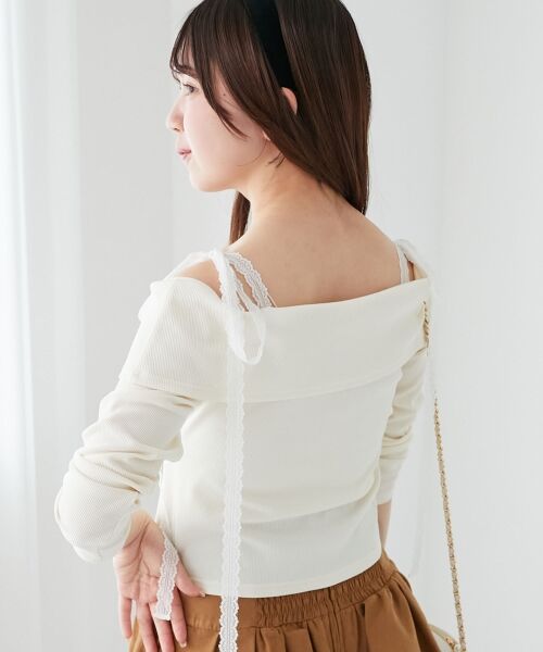 MAJESTIC LEGON / マジェスティックレゴン その他トップス | 肩リボンレースドッキングトップス | 詳細6