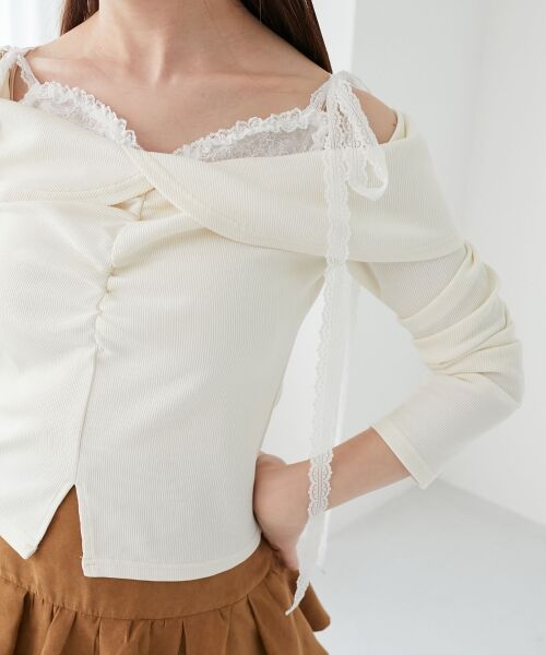 MAJESTIC LEGON / マジェスティックレゴン その他トップス | 肩リボンレースドッキングトップス | 詳細7
