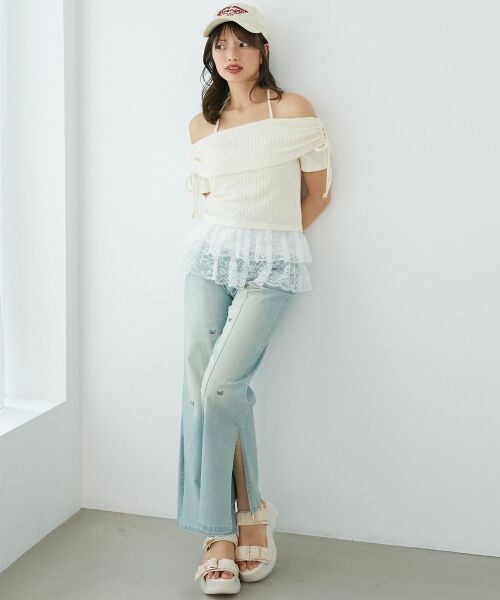 MAJESTIC LEGON / マジェスティックレゴン カットソー | 裾レースオフショルトップス | 詳細2